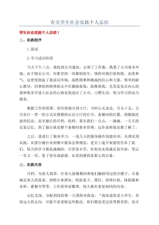 有关学生社会实践个人总结