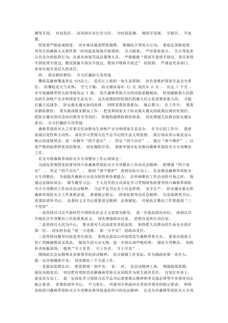 有关开展森林草原防灭火专项整治工作心得体会3篇_第2页