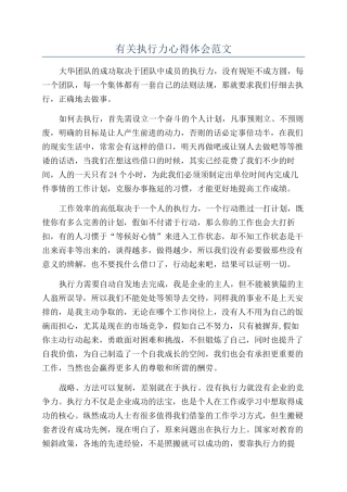 有关执行力心得体会范文