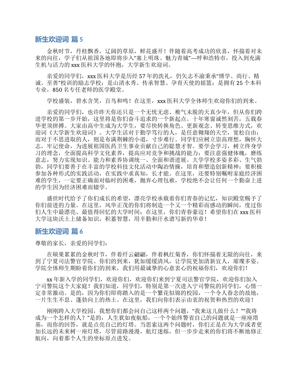 有关新生欢迎词汇总十篇_第3页