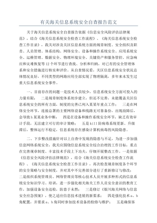 有关海关信息系统安全自查报告范文