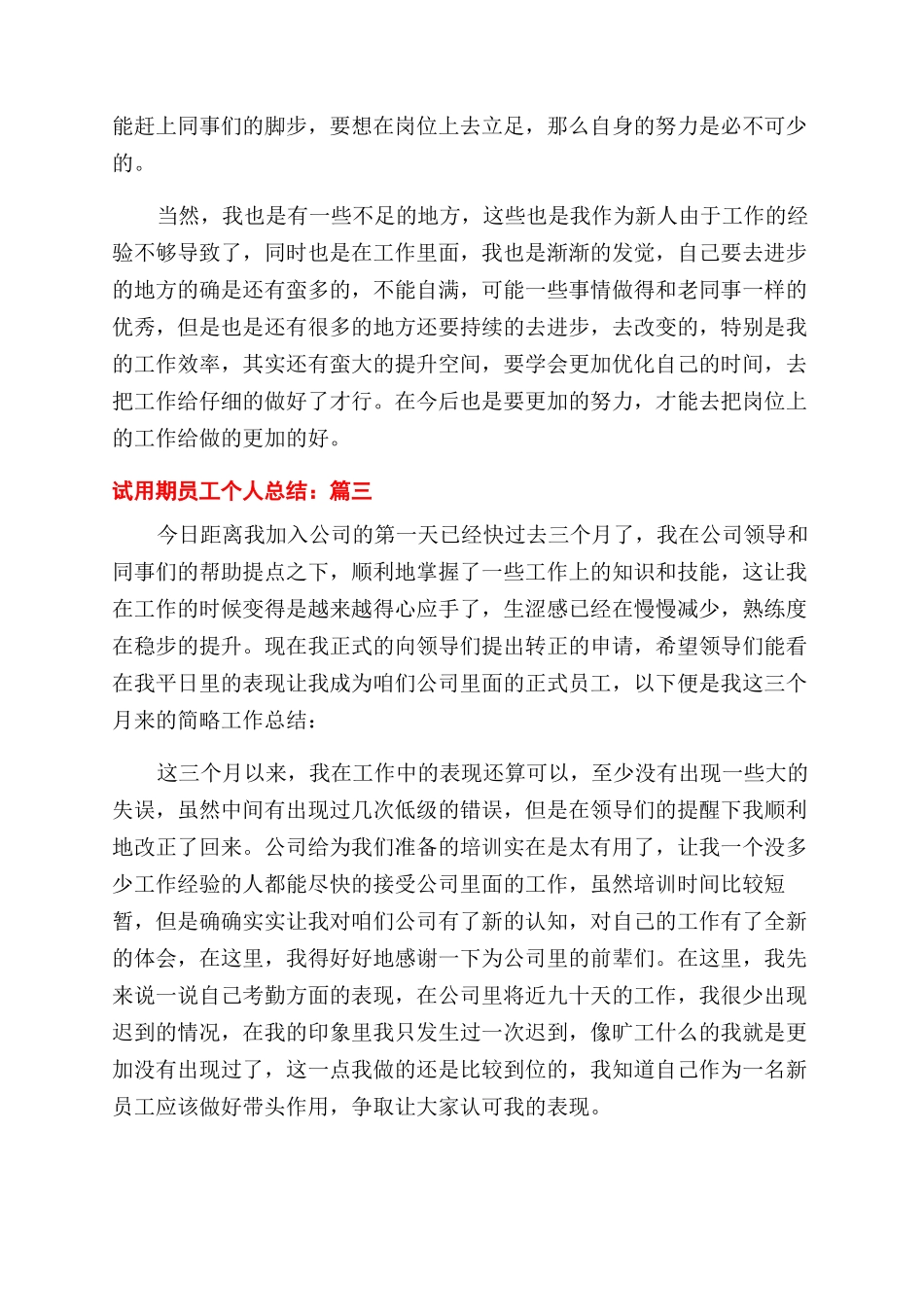 有关试用期员工个人总结范文2024_第2页