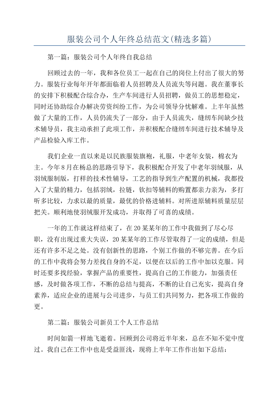 服装公司个人年终总结范文_第1页