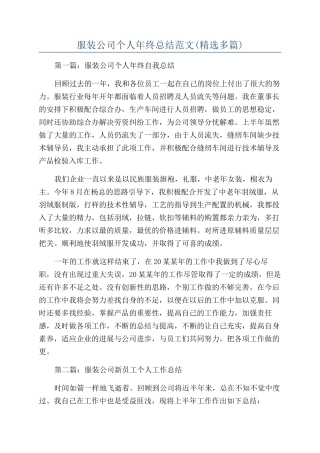 服装公司个人年终总结范文
