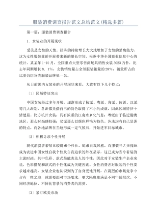 服装消费调查报告范文总结范文