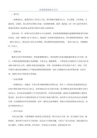 未来前景创业小点子