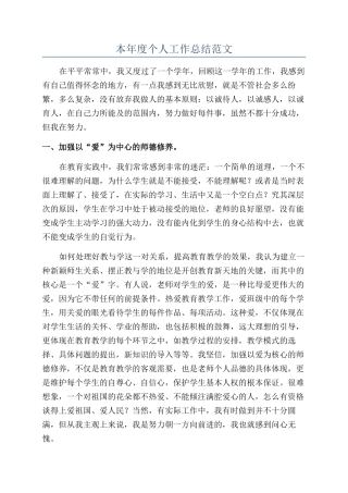 本年度个人工作总结范文