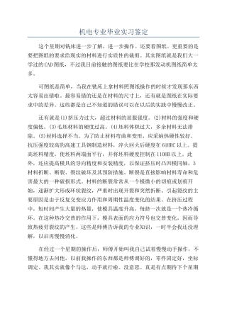 机电专业毕业实习鉴定