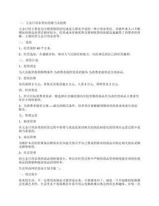 杂货店创业计划书
