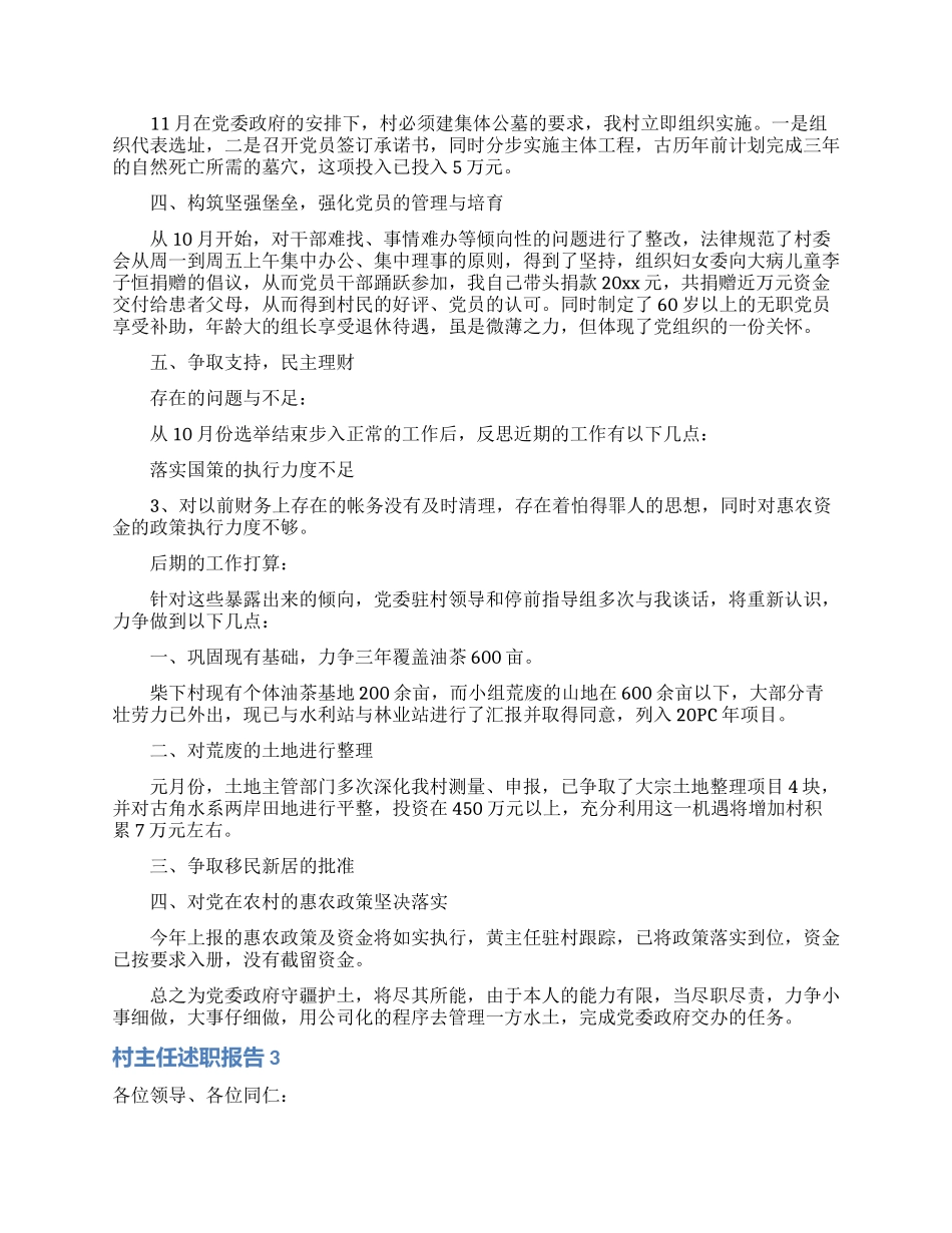 村主任述职报告5篇_第3页