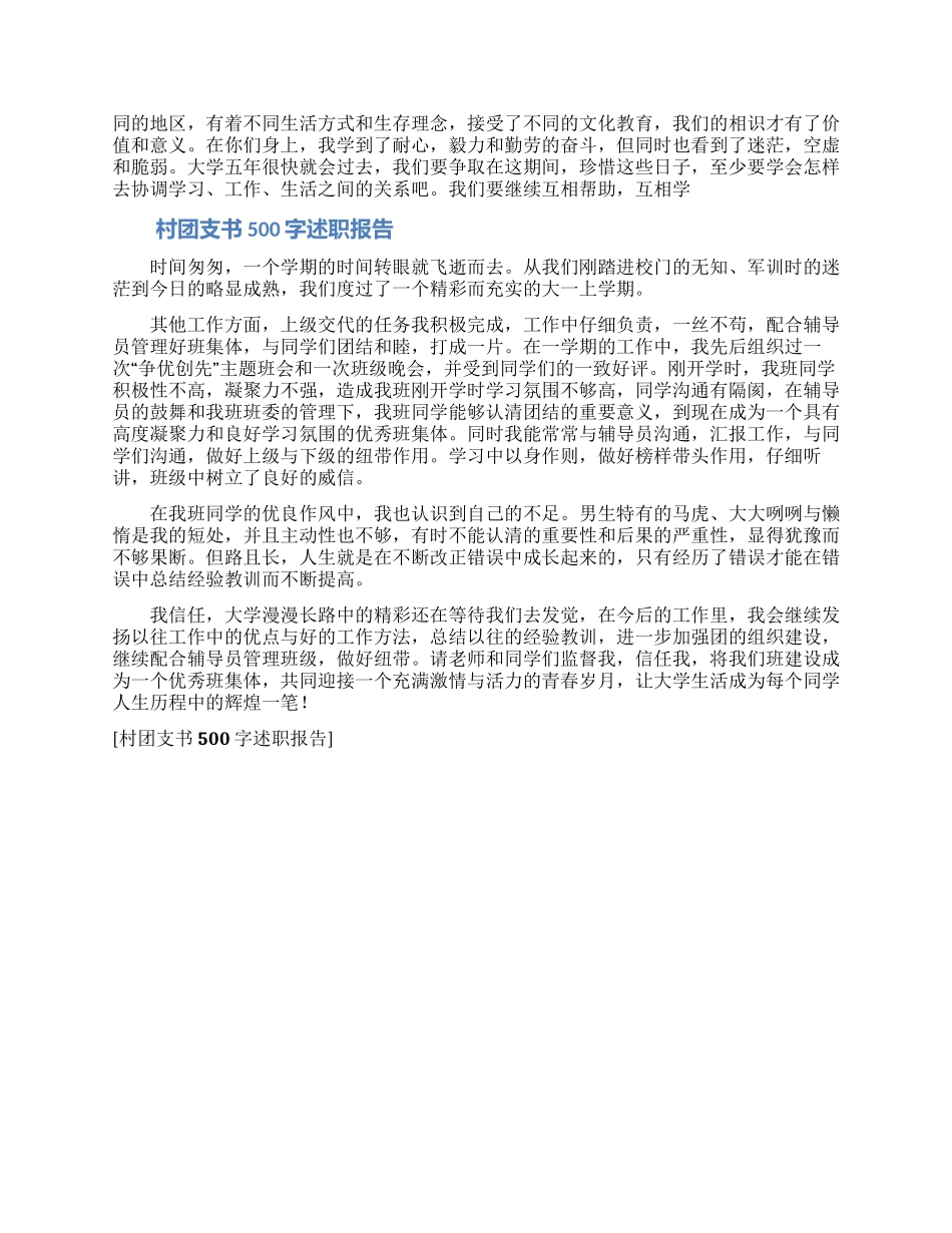 村团支书500字述职报告_第2页