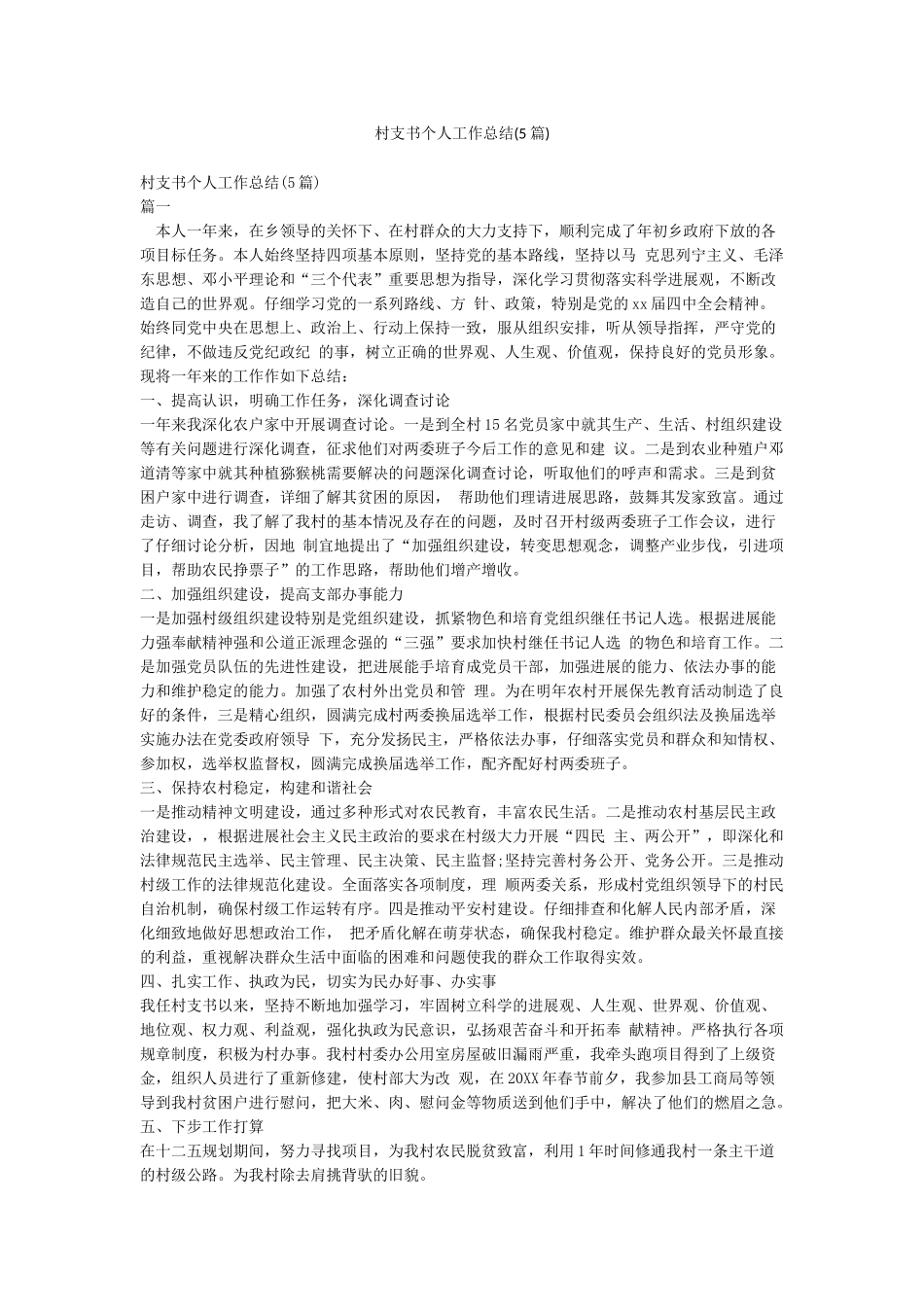 村支书个人工作总结_第1页