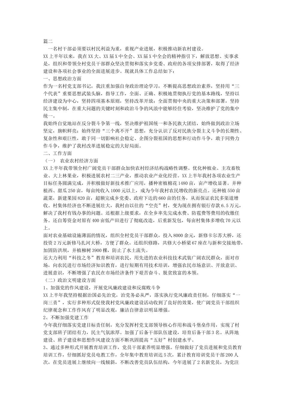 村支书个人工作总结_第2页