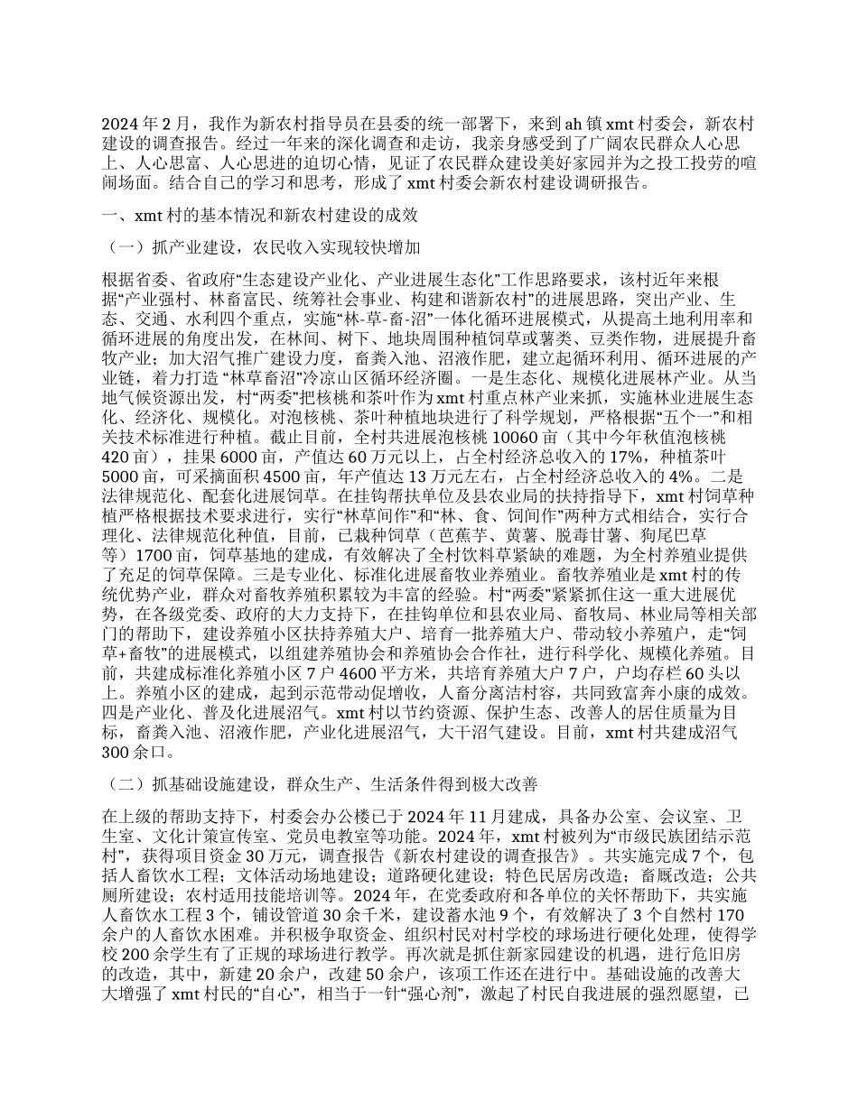 村新农村建设的调查报告_第1页