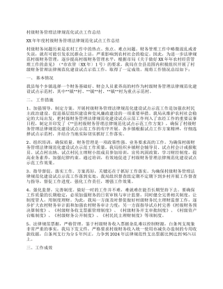 村级财务管理规范化试点工作总结