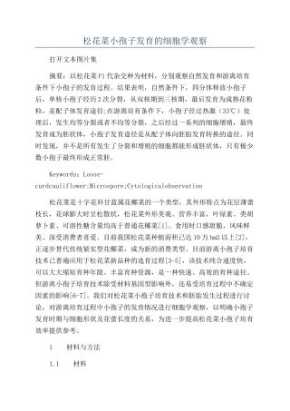 松花菜小孢子发育的细胞学观察
