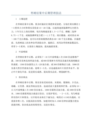 枣树结果中后期管理技法