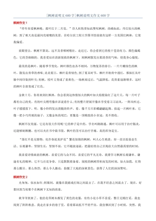 枫树说明文作文600字