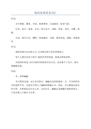 枪的故事优美词汇