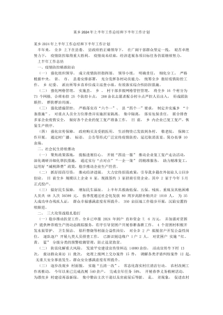 某乡2024年上半年工作总结和下半年工作计划