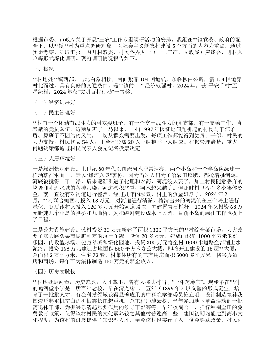 某乡村三农工作调研报告_第1页