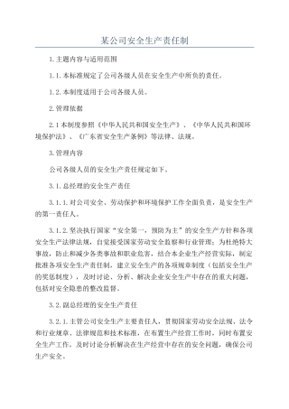 某公司安全生产责任制