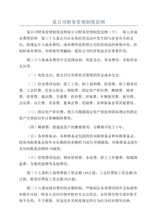 某公司财务管理制度范例