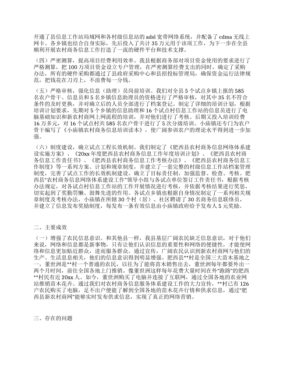 某县农村商务信息网络体系建设工作汇报发言稿_第2页