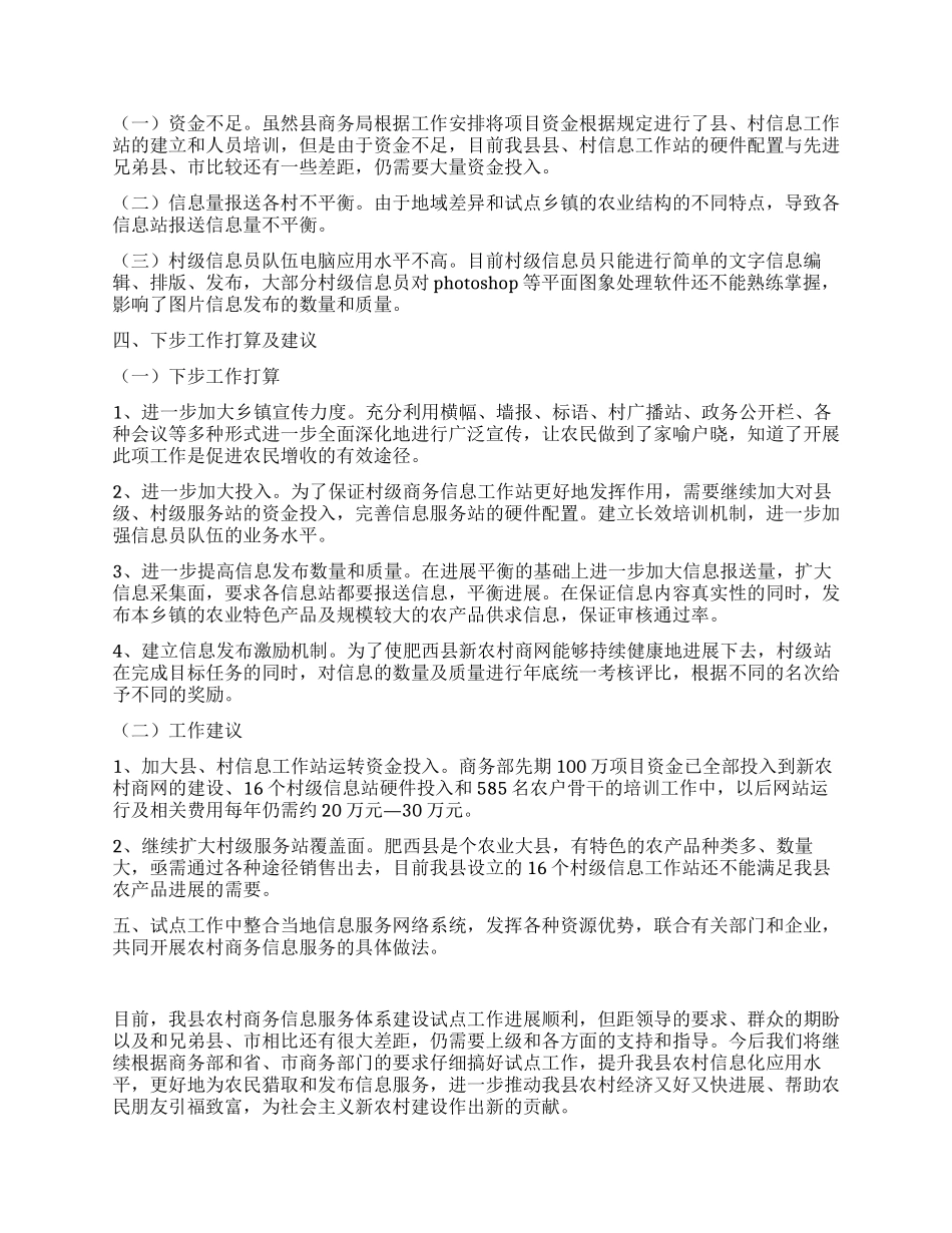 某县农村商务信息网络体系建设工作汇报发言稿_第3页