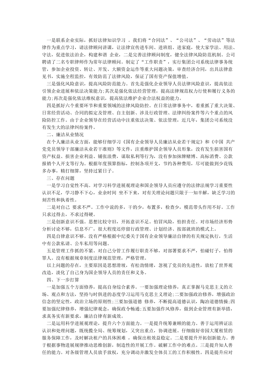 某国有企业中层领导干部2024年度述职述廉报告_第2页