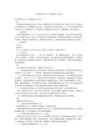 某某学校安全生产专项整治行动方案