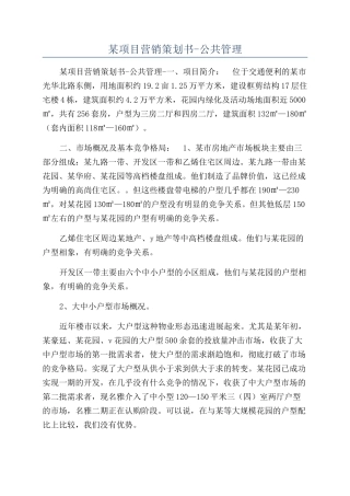 某项目营销策划书-公共管理