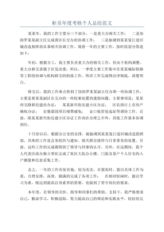 柜员年度考核个人总结范文