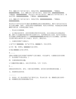 标准离婚起诉书范文