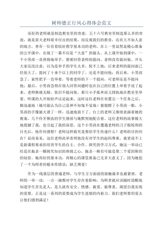 树师德正行风心得体会范文