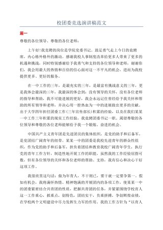 校团委竞选演讲稿范文