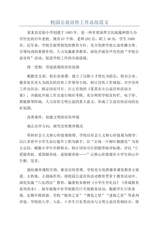 校园公益宣传工作总结范文
