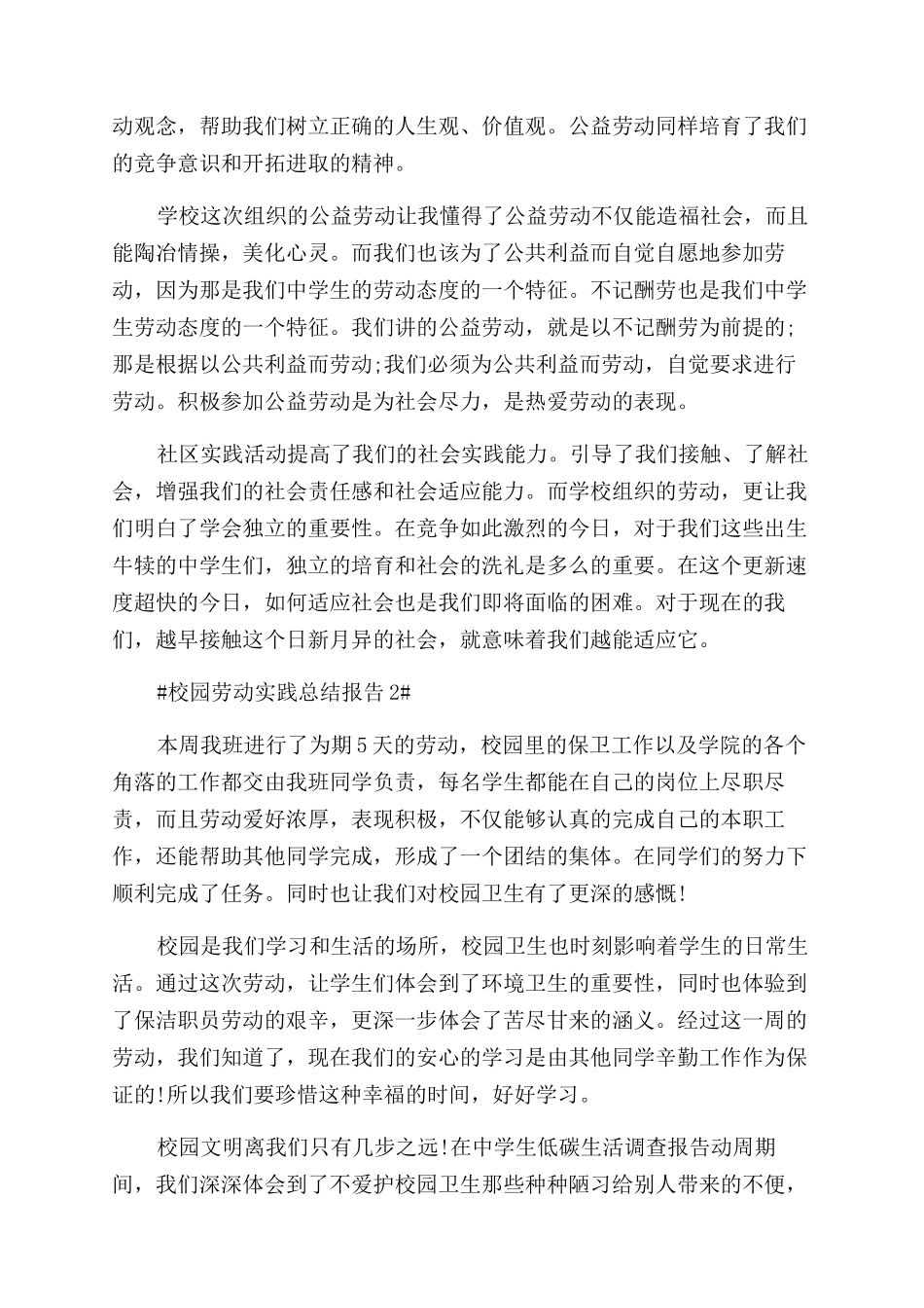 校园劳动实践总结范文报告范文五篇_第3页