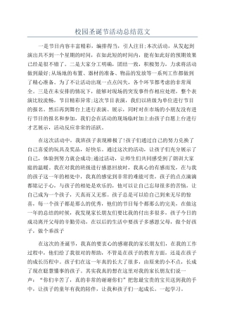 校园圣诞节活动总结范文