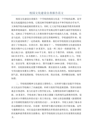 校园文化建设自查报告范文