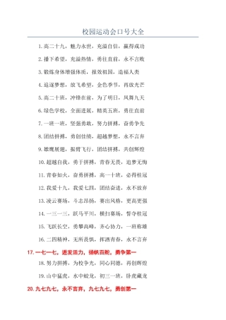 校园运动会口号大全