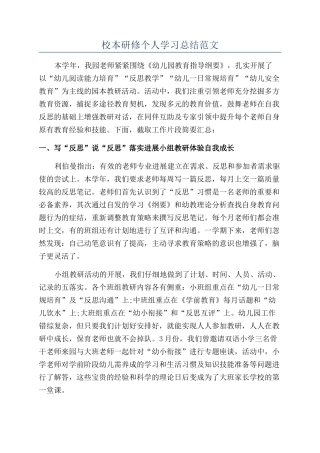 校本研修个人学习总结范文