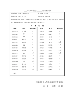 校运会公益时数证明表1