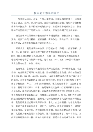 校运会工作总结范文