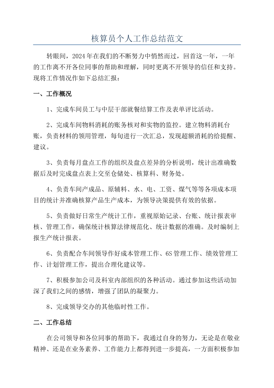 核算员个人工作总结范文_第1页