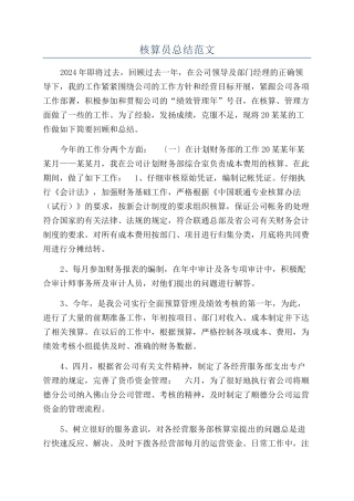 核算员总结范文