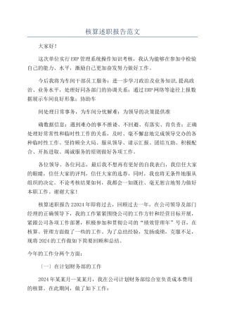 核算述职报告范文