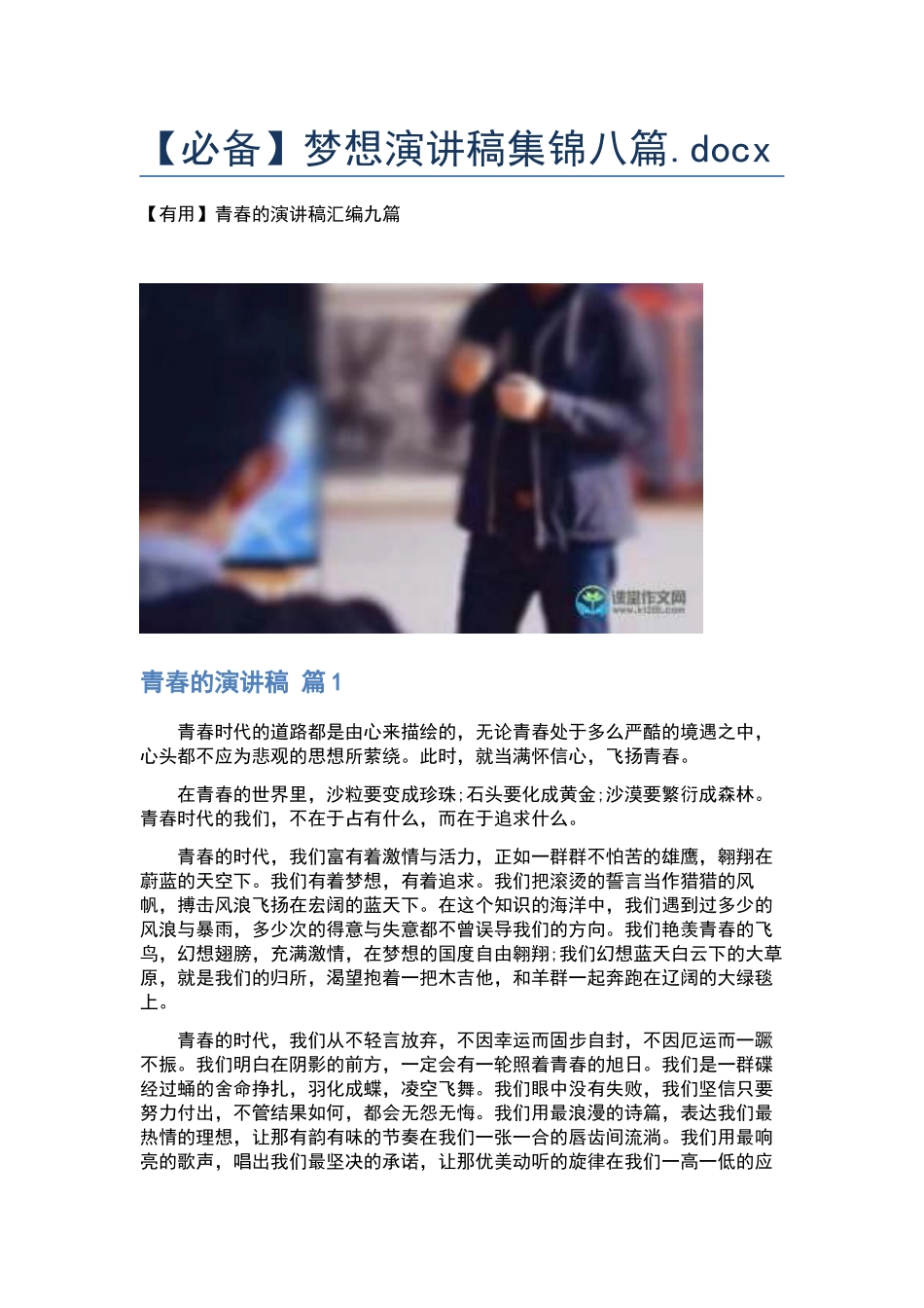 梦想演讲稿集锦八篇.docx_第1页
