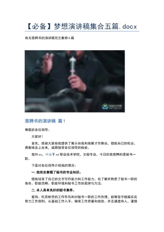 梦想演讲稿集合五篇.docx