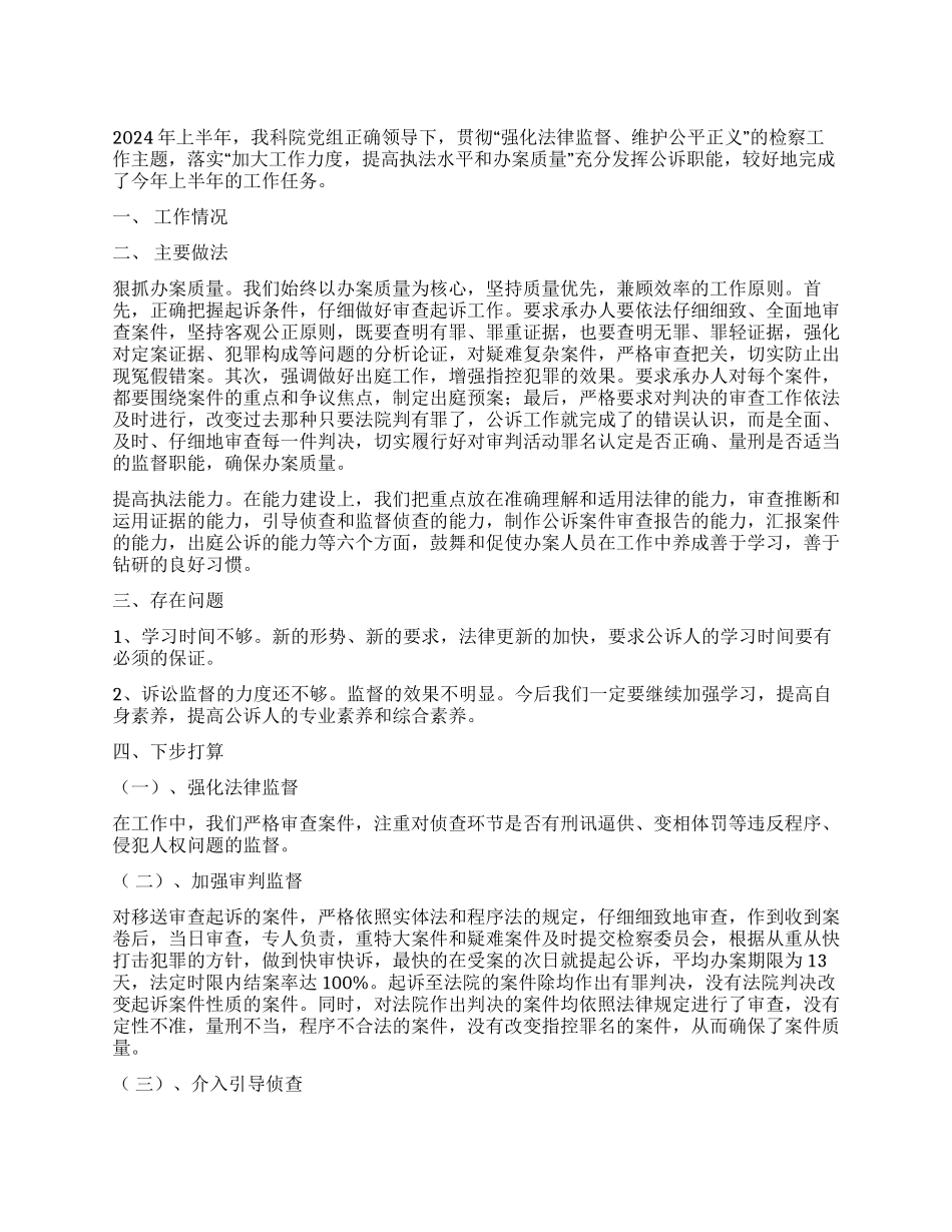检察院2024年上半年公诉工作要点总结_第1页